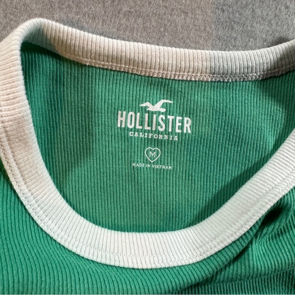 Hollister Long Beach Green Ribbed Cropped Tank‎ Top Juniors Medium Floral - Picture 4 of 9